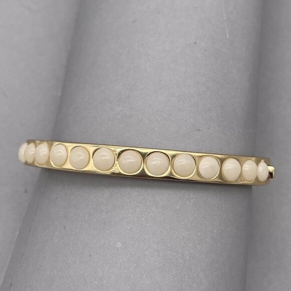 J Crew Mini Gumdrop Stone Hinged Bracelet Gold Tone - Picture 2 of 3